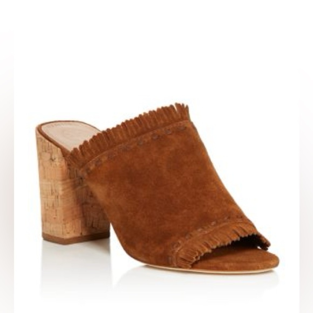 Tory Burch Huntington Suede Fringe Heeled Mule